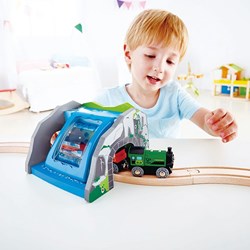 Hape circuito tren túnel cascada - juguete de madera - multicolor