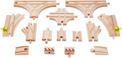 Hape set de vías de tren de madera - paquete de expansión juguete 14 piezas