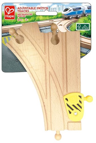 Hape vías de tren de madera desvíos ajustables 2 piezas juguete-2