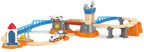 Hape tren de juguete Mars launch rail con pegatinas que brillan en la oscuridad-2