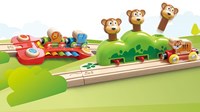 Hape circuito de tren de madera monos musicales - set de juguete jungla-2
