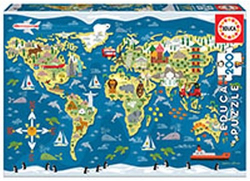 Educa puzzle mapa del mundo 200 piezas - juguete educativo de cartón