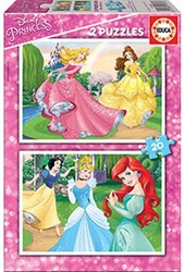 Educa puzzle princesas Disney 2x20 piezas cartón rosa