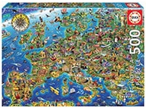 Educa puzzle - divertido mapa de Europa - puzzle de 500 piezas