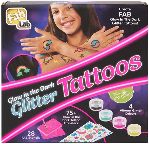 Set de tatuajes de purpurina glow in the dark para niños - diversión creativa