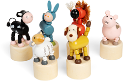 BigJigs animales de granja juguete pushup de madera - colorido y educativo