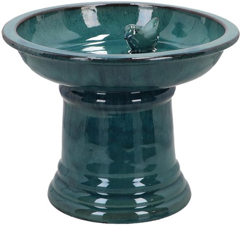 Esschert Design baño para pájaros terracota con pedestal azul accesorio jardín