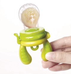 KidsMe Alimentador de alimentos con tetina de fruta y bolsa de succión para bebé - Tamaño L - Verde