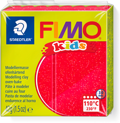 Fimo plastilina niños glitter rojo 42g horneable creativo