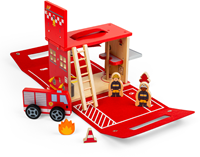 BigJigs estación de bomberos juguete set portátil de madera para niños