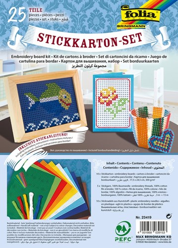 Folia set de cartón para bordar - kit creativo de bordado 25 piezas multicolor