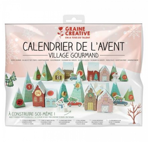 Graine Creative calendario de adviento pueblo de Navidad 33x25 cm cartón