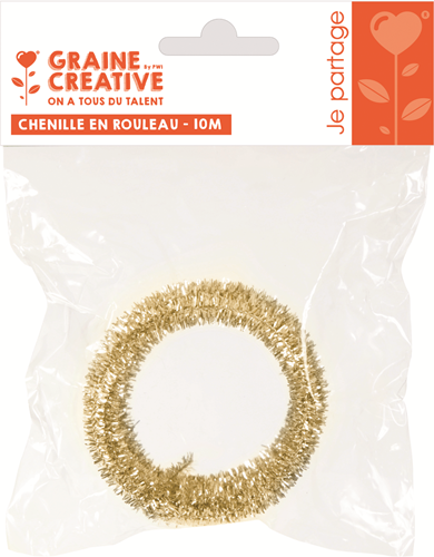 Graine Creative alambre de chenilla material creativo oro 10 metros en rollo
