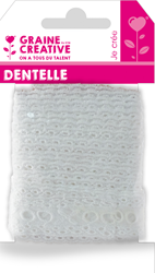 Graine Creative cinta encaje algodón 26 mm 3 m blanco vintage decoración
