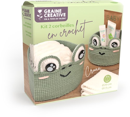Graine Creative kit ganchillo cestas ranas set DIY niños