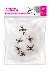 Graine Creative decoración Halloween arañas de plástico y telaraña 6 piezas