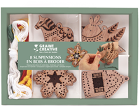 Graine Creative colgantes de madera para bordar decoración navideña - 8 piezas