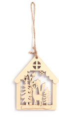 Graine Creative adorno navideño de madera casa reno 3D decoración 13x11 cm
