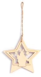 Graine Creative adorno navideño de madera estrella reno decoración 3D 13x11 cm