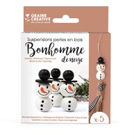 Graine Creative set de cuentas de madera muñeco de nieve - decoración navideña - 5 piezas