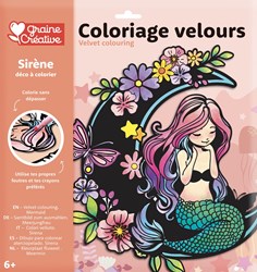 Graine Creative lámina de terciopelo para colorear sirena 30x30 cm - juguete creativo