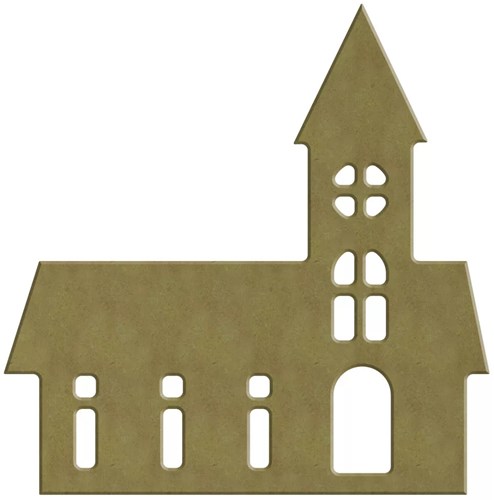 Gomille figura MDF iglesia escandinava 17x17 cm material creativo sostenible