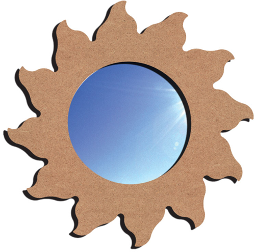 Gomille espejo solar MDF espejo creativo 12 rayos 38 cm decoración