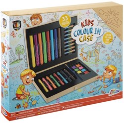 Grafix set de colores para niños 33 piezas en maletín de madera - kit creativo
