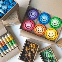 Grapat aros de madera juguete arcoíris set 24 piezas educativo-2