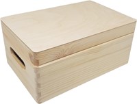 Playwood caja de almacenamiento de madera de pino con tapa abatible para manualidades 30x20x13,5 cm