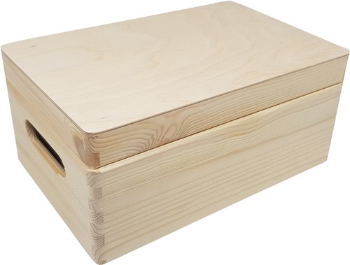 Playwood caja de almacenamiento de madera de pino con tapa abatible para manualidades 30x20x13,5 cm