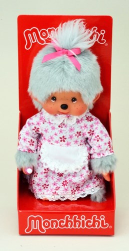 Monchhichi muñeca abuela de peluche gris 20 cm original-2