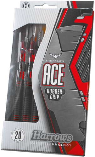 Harrows Ace Dardos de latón con grip de goma - dardos punta acero 22g