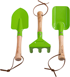 BigJigs herramientas de jardín madera-acero - set de juguete infantil 3 piezas