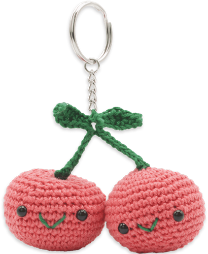 Hardicraft kit de ganchillo llavero cerezas 8 cm - DIY adorno bolso