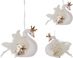 Home & Styling decoración navideña cisne plástico blanco 17cm colgante