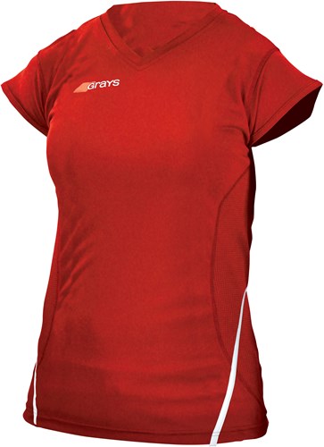 Grays camiseta de hockey G650 mujer rojo blanco XXS ropa deportiva hockey