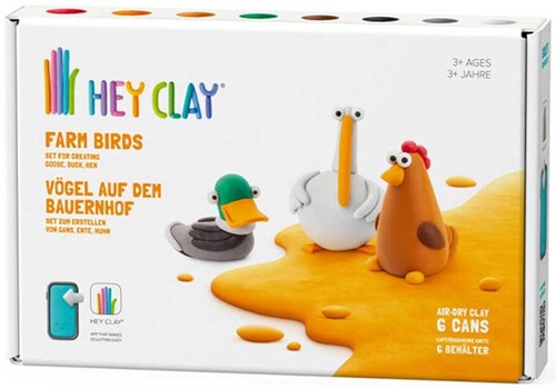 Tomy set de plastilina - HEY CLAY aves de granja 6 botes juguete creativo
