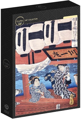 Grafika puzzle Hiroshige - puzzle de arte 500 piezas - frescor fuegos artificiales-2