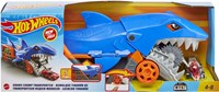 Hot Wheels juguete Camión Tiburón Transportador con coche y función de almacenamiento