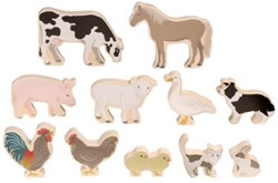 Micki animales de granja de madera - set de juego 11 piezas - educativo