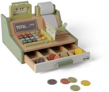 Dantoy caja registradora de juguete de madera 17 piezas juego educativo
