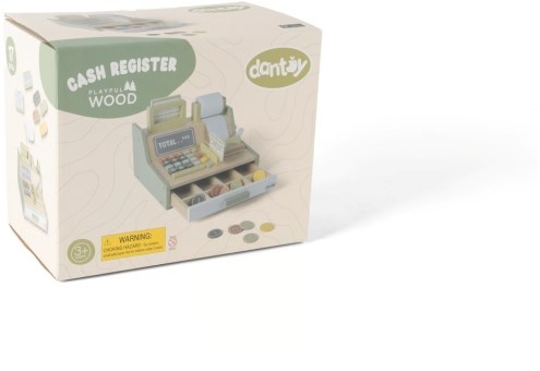 Dantoy caja registradora de juguete de madera 17 piezas juego educativo-2