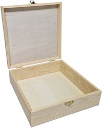 Hobbygroep caja de juguetes de madera cuadrada con tapa abatible pino 21x21x7 cm