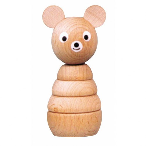 Miva anillo apilable de madera oso - juguete educativo multicolor