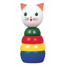 Miva anillo apilable de madera gato - juguete colorido para niños
