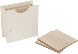 Hobbygroep set posavasos de madera manualidades creativas 11x11x4,5 cm 6 piezas