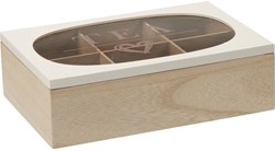 Home & Styling caja de té marrón MDF vidrio 24x16cm accesorio cocina
