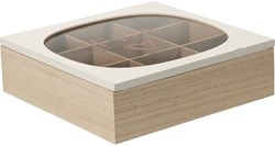 Home & Styling caja de té madera y vidrio 24x24cm marrón decorativa
