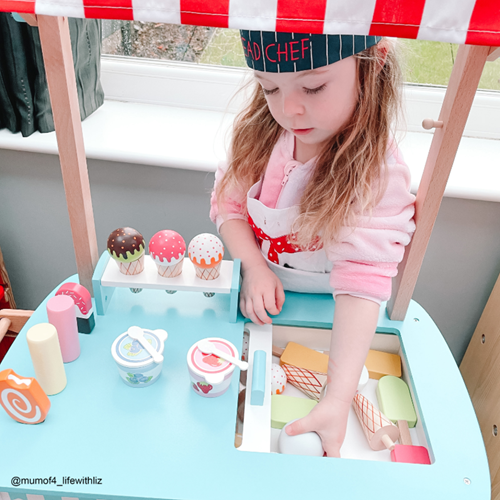 BigJigs carrito de helados de madera con accesorios - juego de rol-3